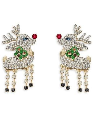 Eye Candy LA Luxe 14K Goldplated & Cubic Zirconia Reindeer Drop Earrings - White