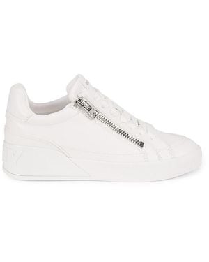 DKNY 40Mm Side-Zip Lace-Up Platform Sneakers - White