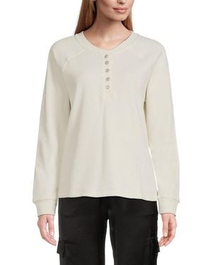 Andrew Marc Raglan Sleeve Fleece Sweatshirt - White