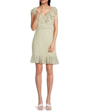 Lea & Viola Ruffle Minidress With Back Tie - Natural