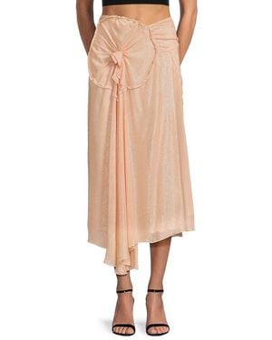Victoria Beckham Flower Ruffled Asymmetric Skirt - Natural