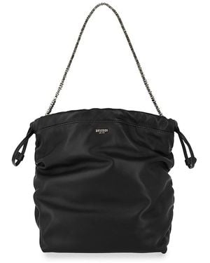 Moschino Drawstring Lettering Chain Shoulder Bag - Black
