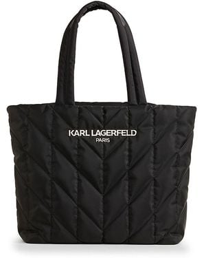 Karl Lagerfeld Voyage Quilted Nylon Tote Bag - Black