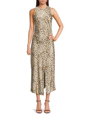 Rails Leopard-print Sleeveless Midi-dress - Metallic