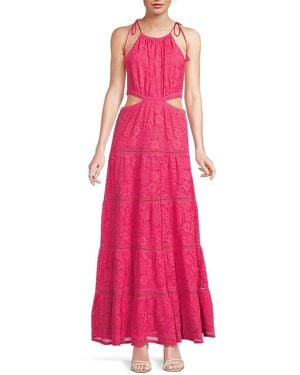 Alice + Olivia Myrtice Lace Halter Maxi Dress - Pink