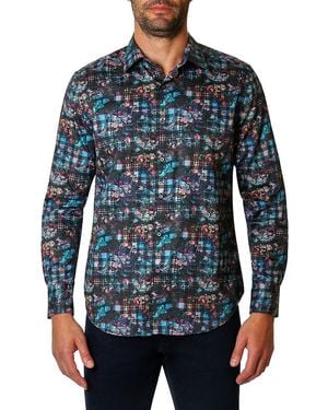 Robert Graham Wagner Floral Curved Hem Shirt - Blue