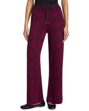 Saks Fifth Avenue Houndstooth High-Rise Straight-Leg Trousers - Red
