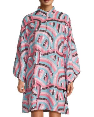 La Vie Style House Swirl Sequin Mini Caftan - Multicolour