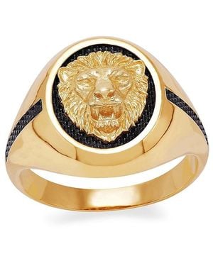 Saks Fifth Avenue 14K & Rhodium Plated Lion Head Signet Ring - Metallic
