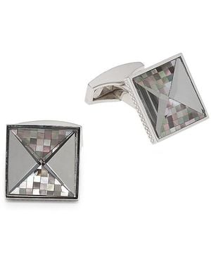 Tateossian Sterling & Mother Of Pearl Mirror Pyramid Cufflinks - Metallic