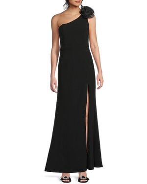 Lulus Divine Poise One-Shoulder Rose Maxi Dress - Black