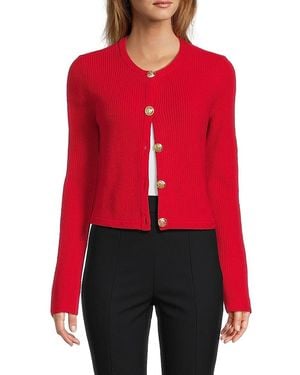 10 Crosby Derek Lam Nebula Ribbed Wool-Blend Cardigan - Red
