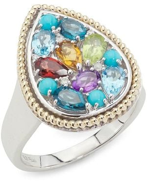 Effy ENY Stainless Steel, 14k Yellow Gold & 1.57 Tcw Multi-stone Ring - Blue