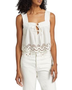 Rails Blythe Cotton Lace Crop Top - White