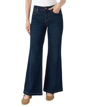 Seven7 Bella Embroidered Pocket Wide-Leg Jeans - Blue