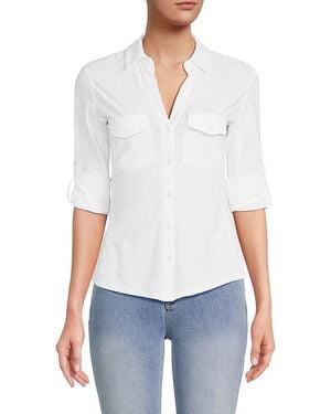 James Perse Roll Tab Button Up Shirt - White