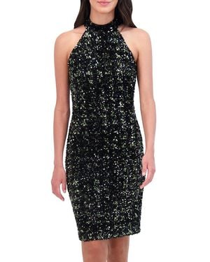 Vince Camuto Sequin Velvet Cutout Sheath Dress - Black