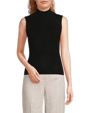 DKNY Ribbed Mockneck Top - White