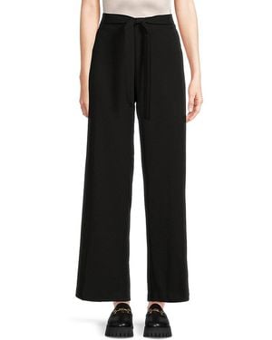 Calvin Klein High Rise Belted Wide Leg Trousers - Black