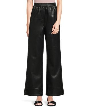 The Range Faux Leather Wide Leg Trousers - Black