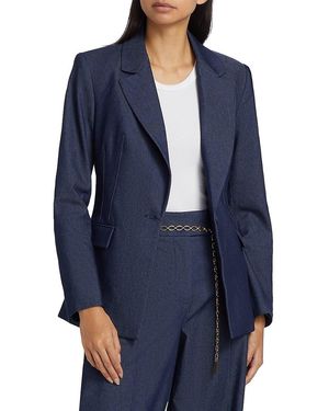 If Only Studio Stretch-Denim Single-Breasted Blazer - Blue