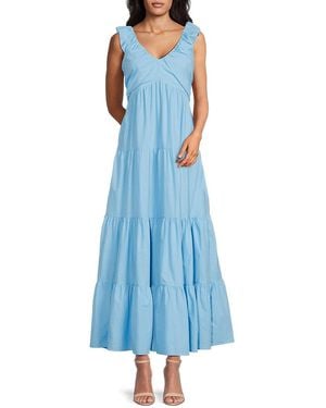 Saks Fifth Avenue Cotton Tiered Midi-Dress - Blue