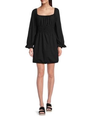 Nation Ltd Marisol Gathered Pima Cotton Mini Dress - Black