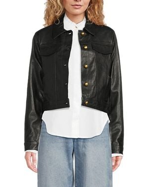 DL1961 Cropped Leather Jacket - Black