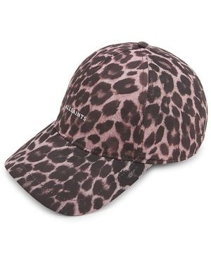 AllSaints Kuoza Leopard Print Logo Baseball Cap - Pink