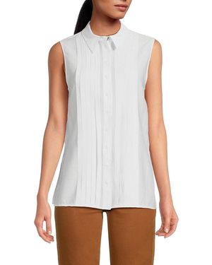 10 Crosby Derek Lam Janet Pintuck Sleeveless Shirt - White
