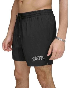 DKNY Swim Standard Fit Flat Front Swim Shorts - Blue
