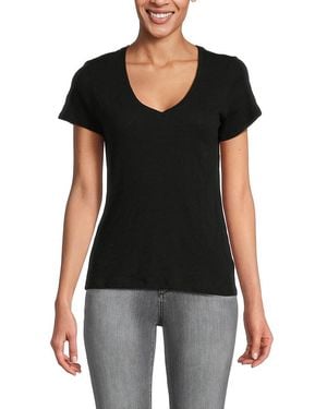 ATM Slub Jersey Schoolboy V-Neck Tee - Black