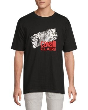 Cavalli Class by Roberto Cavalli Logo Graphic Cotton T-Shirt - Black