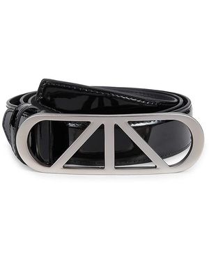 RTA Logo Patent Leather Belt - Black