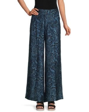 Johnny Was Wide-leg Paisley Jacquard Trousers - Blue