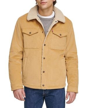 Levi's Faux Shearling Lined Corduroy Trucker Jacket - Natural