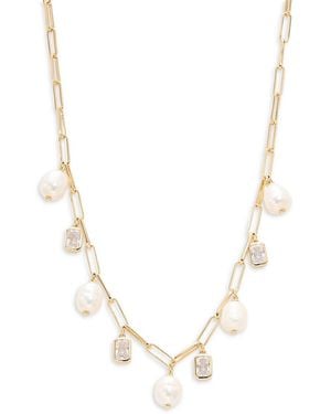 Adriana Orsini Alexandria Shakey 18K Goldplated Sterling, 7.5-8Mm Freshwater Pearl & Cubic Zirconia Necklace - Natural