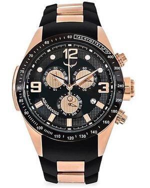Aquaswiss 43mm Rose Goldtone Stainless Steel & Silicone Strap Chronograph Watch - Black