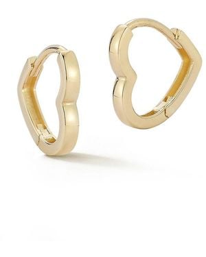 Saks Fifth Avenue 14K Heart Huggie Hoop Earrings - Metallic