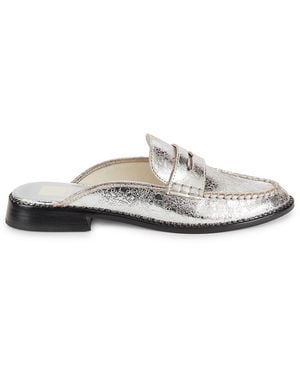 Dolce Vita Havan Metallic Leather Mules - White