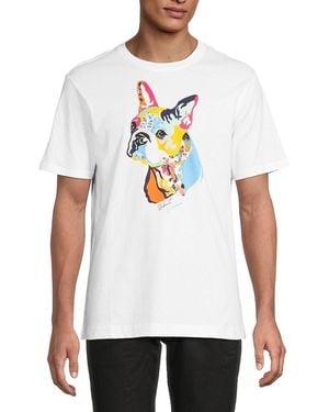 Robert Graham Dog Graphic Cotton Crewneck T-Shirt - White