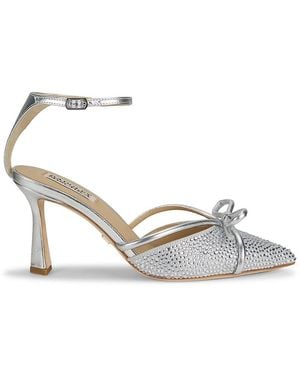 Badgley Mischka Ann 85Mm Rhinestone-Embellished Leather Pumps - Metallic