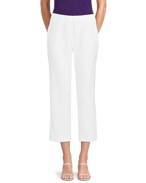 ecru Crop Straight Leg Trousers - White