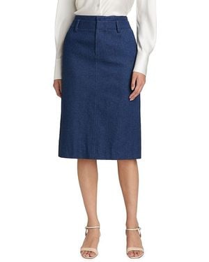 Vince Cotton Denim Pencil Midi-Skirt - Blue