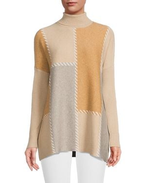 Joseph A Colourblock Turtleneck Jumper - White