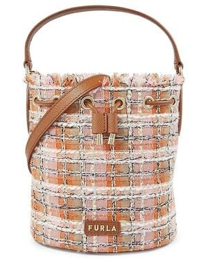 Furla Clio Mini Textured Bucket Bag - White