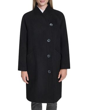 Cole Haan Asymmetric Wool-Blend Coat - Black