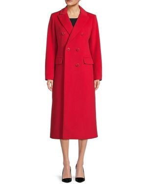 MILLY Wool-Blend Double-Breasted Coat - Red