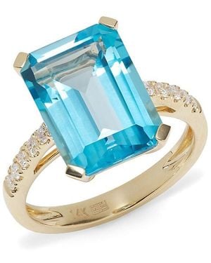 Effy 14K, Topaz & 0.2 Tcw Diamond Ring - Blue