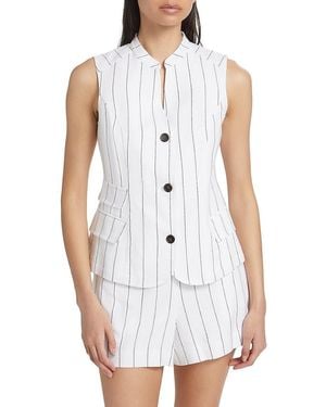 If Only Studio Pinstripe Cotton-Linen Vest - White